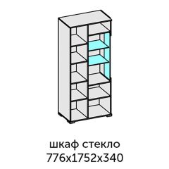 Аллегро-10 Шкаф 2дв. (со стеклом) (дуб крафт золотой-камень темный) в Стрежевом - strezevoi.mebel24.online | фото 2