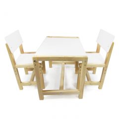 Детский растущий комплект стол и два стула  Я САМ "Лофт" (Белый, Сосна) в Стрежевом - strezevoi.mebel24.online | фото