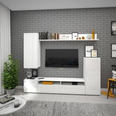 Гостиная Альфа (Белый/Белый глянец) в Стрежевом - strezevoi.mebel24.online | фото 2