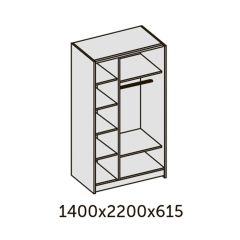 ИННЭС-5 Шкаф-купе 2-х дв. 1400 (2 дв. Ф3 - венге вст. экокожа коричневый) в Стрежевом - strezevoi.mebel24.online | фото 2