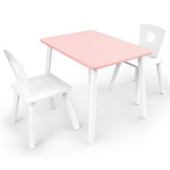 Комплект детской мебели стол и два стула Корона  (Розовый/Белый/Белый) в Стрежевом - strezevoi.mebel24.online | фото