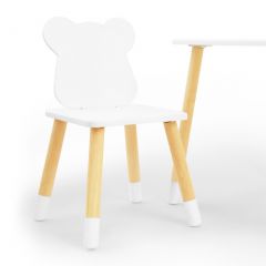 Комплект детской мебели стол и два стула Мишутка (Белый/Белый/Береза) в Стрежевом - strezevoi.mebel24.online | фото