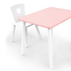 Комплект детской мебели стол и стул Корона (Розовый/Белый/Белый) в Стрежевом - strezevoi.mebel24.online | фото
