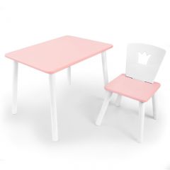 Комплект детской мебели стол и стул Корона (Розовый/Розовый/Белый) в Стрежевом - strezevoi.mebel24.online | фото 1