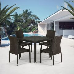 Комплект плетеной мебели T257A/YC379A-W53 Brown (4+1) + подушки на стульях в Стрежевом - strezevoi.mebel24.online | фото