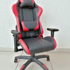 Кресло геймерское Barneo K-52 (черная экокожа красные вставки) в Стрежевом - strezevoi.mebel24.online | фото