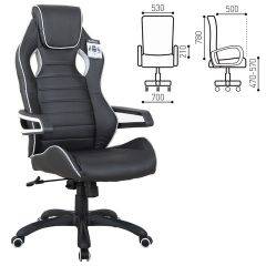Кресло компьютерное BRABIX Techno Pro GM-003 (экокожа черное/серое, вставки серые) 531814 в Стрежевом - strezevoi.mebel24.online | фото 1