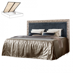 Кровать 2-х спальная (1,8 м) Тиффани Premium черная/золото с мягким элементом (Антрацит) с подъемным механизмом (ТФКР180-3[3](П) в Стрежевом - strezevoi.mebel24.online | фото