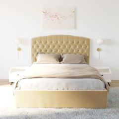 Кровать Берлин с ПМ 1200 (экокожа бежевая) в Стрежевом - strezevoi.mebel24.online | фото 2