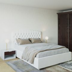 Кровать Берлин с ПМ 1800 (экокожа белая) в Стрежевом - strezevoi.mebel24.online | фото
