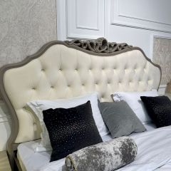 Кровать Мокко 1600 с мягким изголовьем + основание (серый камень) в Стрежевом - strezevoi.mebel24.online | фото 2