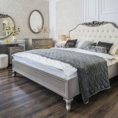 Кровать Мокко 1600 с мягким изголовьем + основание (серый камень) в Стрежевом - strezevoi.mebel24.online | фото 1