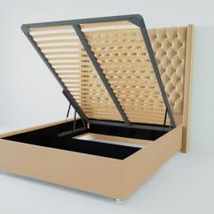 Кровать Версаль ЛЮКС с ПМ 1200 (экокожа бежевая) в Стрежевом - strezevoi.mebel24.online | фото