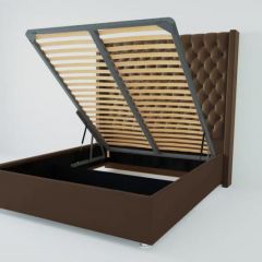 Кровать Версаль ЛЮКС с ПМ 900 (экокожа коричневая) в Стрежевом - strezevoi.mebel24.online | фото