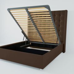 Кровать Венеция ЛЮКС с ПМ 1200 (экокожа коричневая) в Стрежевом - strezevoi.mebel24.online | фото