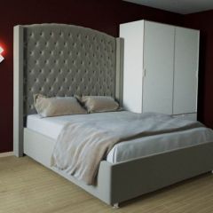 Кровать Версаль ЛЮКС с ПМ 1400 (велюр серый) в Стрежевом - strezevoi.mebel24.online | фото