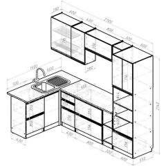 Кухонный гарнитур Сюита мега прайм 1500х2700 мм в Стрежевом - strezevoi.mebel24.online | фото 2