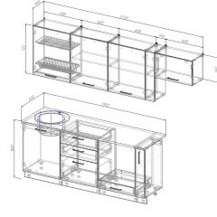 Кухонный гарнитур Вегас 2550 (Стол. 26мм) в Стрежевом - strezevoi.mebel24.online | фото 2