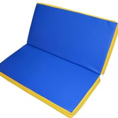 Мат гимнастический 1х1х0,08м складной цв. синий-желтый в Стрежевом - strezevoi.mebel24.online | фото 1