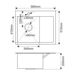 Мойка HD5851L MELANA ProfLine 3,0/200 САТИН врезная прямоугольная с коландером HD5851L в Стрежевом - strezevoi.mebel24.online | фото 2