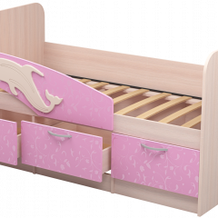 Кровать Дельфин 1,6 (Дуб молочный/фасад - Ламарти розовый) в Стрежевом - strezevoi.mebel24.online | фото