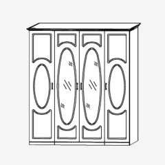 Прованс-2 Шкаф 4-х дверный с 2 зеркалами (Итальянский орех/Груша с платиной черной) в Стрежевом - strezevoi.mebel24.online | фото