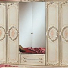 Шкаф 6-и дверный с зеркалами (01.146) Роза (беж) в Стрежевом - strezevoi.mebel24.online | фото