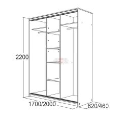 МИРАЖ 17.1 (620) 1 зеркало Шкаф для платья и белья в Стрежевом - strezevoi.mebel24.online | фото 5