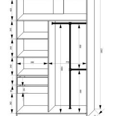 Шкаф-купе 1400 серии SOFT D8+D2+B2+PL4 (2 ящика+F обр.штанга) профиль «Графит» в Стрежевом - strezevoi.mebel24.online | фото 3