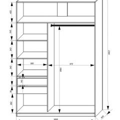 Шкаф-купе 1600 серии SOFT D1+D3+B2+PL1 (2 ящика+1штанга) профиль «Графит» в Стрежевом - strezevoi.mebel24.online | фото 4