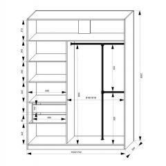 Шкаф-купе 1700 серии NEW CLASSIC K4+K4+B2+PL4 (2 ящика+F обр. штанга) профиль «Капучино» в Стрежевом - strezevoi.mebel24.online | фото 3