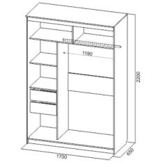 Шкаф-купе №19 Серия 3 Квадро (1700) Ясень Анкор светлый в Стрежевом - strezevoi.mebel24.online | фото 4