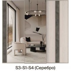 Шкаф-купе 1950 серии SILVER S3+S1+S3Z B22+PL2 (по 2 ящика лев/прав+1штанга+1 полка) профиль «Серебро» в Стрежевом - strezevoi.mebel24.online | фото 9