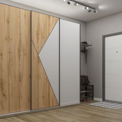 Шкаф-купе 2100 серии SOFT D2+D7+D3+B22+PL2 (по 2 ящика лев/прав+1штанга+1полка) профиль «Графит» в Стрежевом - strezevoi.mebel24.online | фото