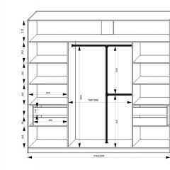 Шкаф-купе 2150 серии NEW CLASSIC K4+K4+K4+B22+PL4(по 2 ящика лев/прав+F обр.штанга) профиль «Капучино» в Стрежевом - strezevoi.mebel24.online | фото 3