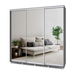 МАРТИН Шкаф-купе с зеркалами Камень темный (2200*450) М423 в Стрежевом - strezevoi.mebel24.online | фото