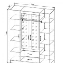 СОФИ СШК1600.1Шкаф 4-х ств с2мя зерк, 2 ящиками в Стрежевом - strezevoi.mebel24.online | фото 2