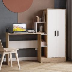Стол компьютерный СКМ-1 ЛДСП Белый/Дуб сонома в Стрежевом - strezevoi.mebel24.online | фото