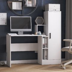 Стол компьютерный СКМ-2 ЛДСП Белый в Стрежевом - strezevoi.mebel24.online | фото