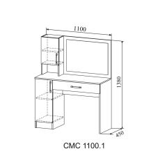 СОФИ Стол макияжный СМС 1100.1 с зеркалом (дуб сонома/белый) в Стрежевом - strezevoi.mebel24.online | фото 2