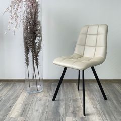 Стул CHILLI SQUARE HK017-02 серо-бежевый, PU/ черный каркас М-City в Стрежевом - strezevoi.mebel24.online | фото 2