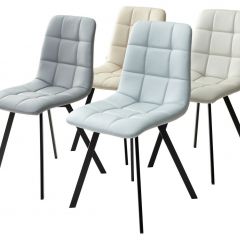 Стул CHILLI SQUARE HK017-02 серо-бежевый, PU/ черный каркас М-City в Стрежевом - strezevoi.mebel24.online | фото 3