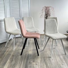 Стул ELVIS WZ2042-01 молочный фактурный велюр / белый каркас М-City в Стрежевом - strezevoi.mebel24.online | фото 2