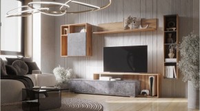 ДАЛЛАС Гостиная (модульная) цемент темный в Стрежевом - strezevoi.mebel24.online | фото