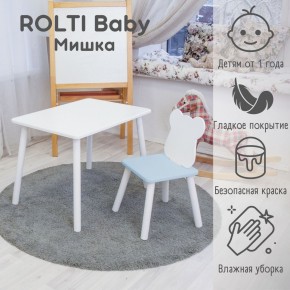 Детский комплект стол и стул «Мишка» Rolti Baby  (голубая столешница/голубое сиденье/белые ножки) в Стрежевом - strezevoi.mebel24.online | фото