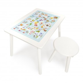 Детский комплект стол и табурет круглый Rolti Baby с накладкой Алфавит (белая столешница/белое сиденье/белые ножки) в Стрежевом - strezevoi.mebel24.online | фото 1