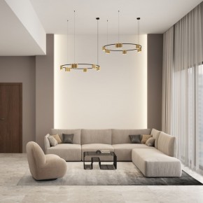 DK4067-BK+SG Подвесной светильник ORBIT, IP20, 15xGU10 LED, до 15 Вт, черный + сатинированное золото, алюминий в Стрежевом - strezevoi.mebel24.online | фото 4
