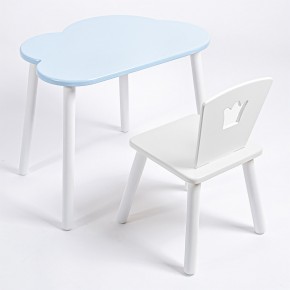 Комплект детский стол ОБЛАЧКО и стул КОРОНА ROLTI Baby (голубая  столешница/белое сиденье/белые ножки) в Стрежевом - strezevoi.mebel24.online | фото