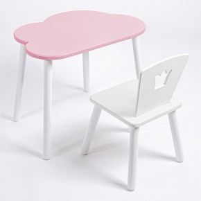 Комплект детский стол ОБЛАЧКО и стул КОРОНА ROLTI Baby (розовая столешница/белое сиденье/белые ножки) в Стрежевом - strezevoi.mebel24.online | фото