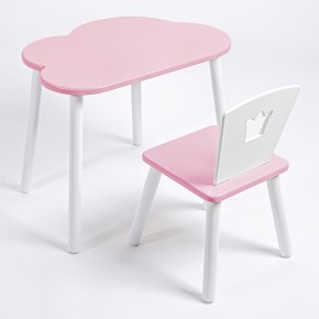 Комплект детский стол ОБЛАЧКО и стул КОРОНА ROLTI Baby (розовая столешница/розовое сиденье/белые ножки) в Стрежевом - strezevoi.mebel24.online | фото
